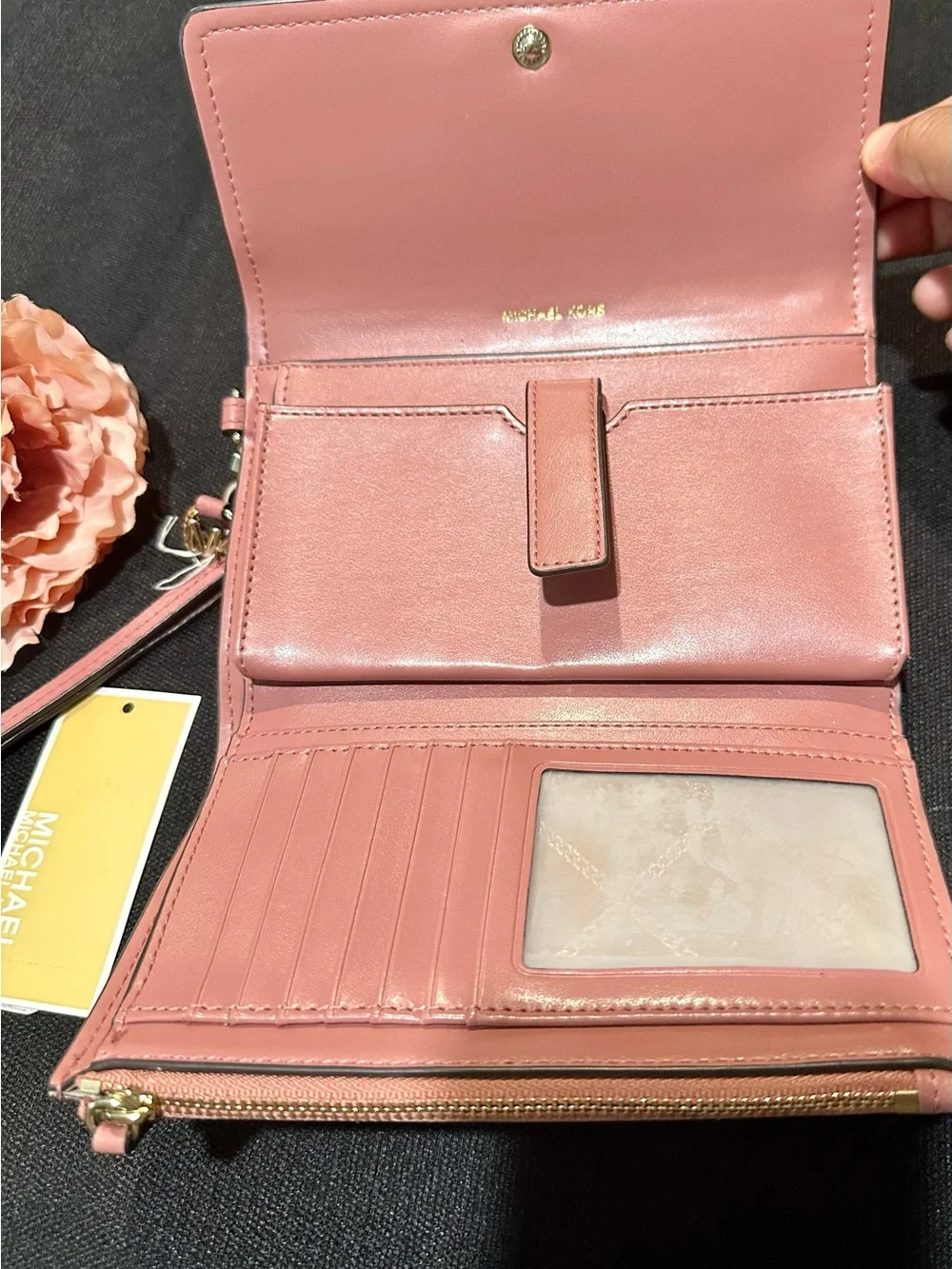 Michael Kors Dusty Pink Pebbled Leather Clutch Wallet